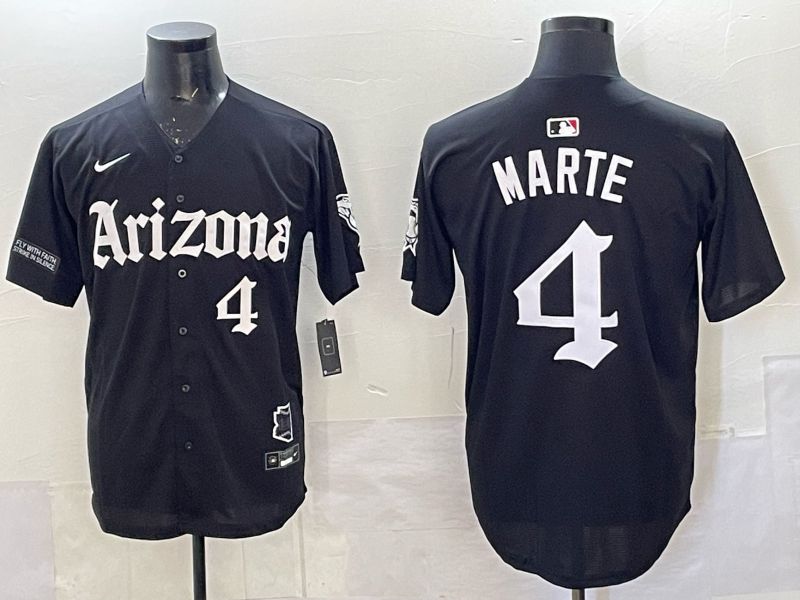 Men 2025 Arizona Diamondback #4 Marte black Joint Name Nike MLB Jersey style 003